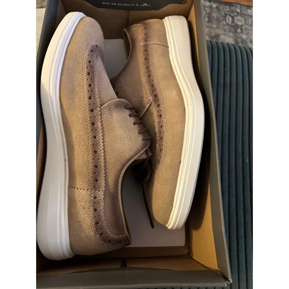 NIB Stacy Adams Trudell Wingtip Men's Casual Shoes - Sand Suede Size 9M